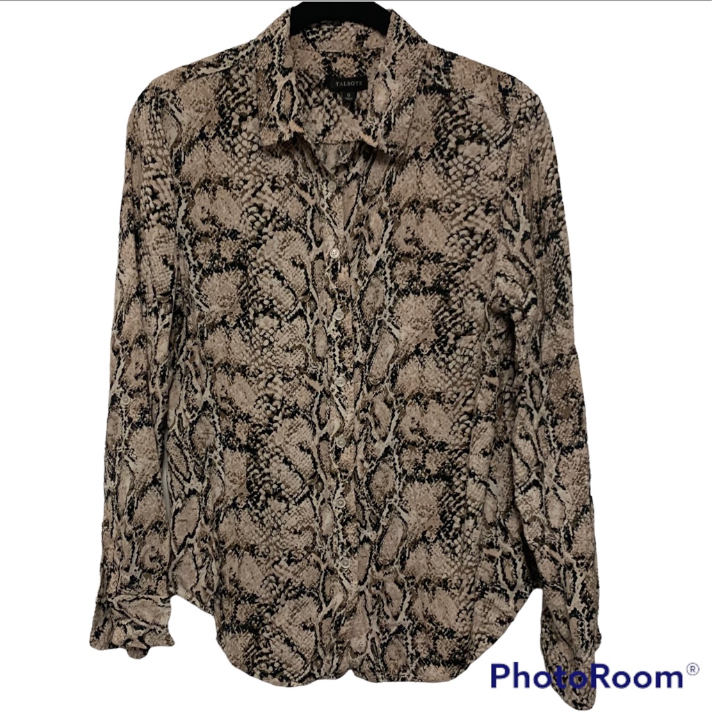 Talbots Women’s Python Print Button Down Blouse